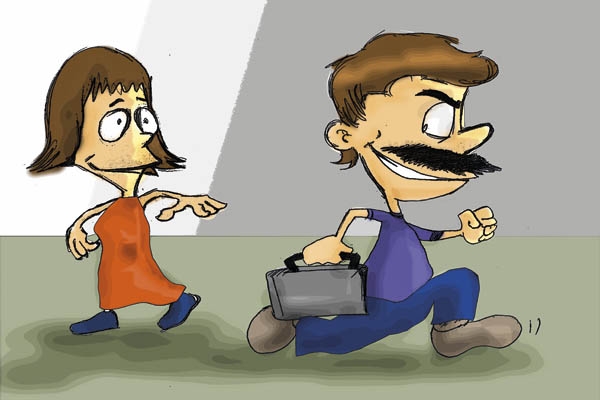 A mulher chega em casa e vê o marido arrumando a mala de viagem: - O que é isso? Fazendo o quê? 